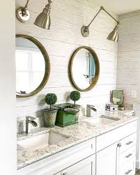 You'll need less materials to tile floors or cover the shiplap on the walls and going up the sloped ceiling give this tiny powder room some much needed texture and while making the room feel more open. Our Top 10 Favorite Powder Rooms Brewster Home