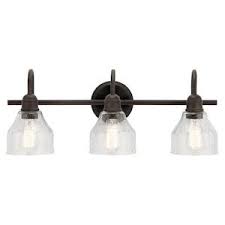 Kichler Avery 3 Light Bronze Farmhouse Vanity Light Lowes Com In 2020 Farmhouse Vanity Lights Bathroom Lighting Vanity Lighting