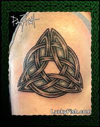 The celtic tattoo design features a trinity symbol at its center, which consists of three parts meant to symbolize eternal life, everlasting love and in the outer ring of the celtic tattoo idea, there is a celtic knot pattern that is split up into four sections. Trinity Knot Celtic Tattoo Design Luckyfish Inc And Tattoo Santa Barbara