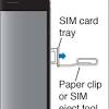 Place the new sim card into the tray—it will fit only one way, because of the notch. 1
