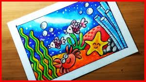 17 lukisan pemandangan dengan pensil. Menggambar Dan Mewarnai Pemandangan Bawah Laut Dengan Crayon Oil Pastel Gradasi Warna Youtube