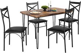 4.6 out of 5 stars. Amazon Com Vecelo 5 Piece Dining Table Set For Home Kitchen Breakfast Nook Black Home Kitchen