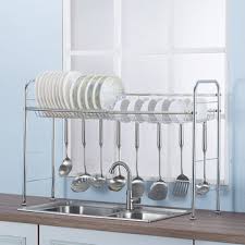 Housolution 33 inch pot rack wall mounted with 15 s hooks, pot pan hanger utensils hanger multi functional detachable kitchen hanging rail storage organizer, black. 64 74 84 94cm Stainless Steel Kitchen Rack Dish Drain Shelf Drying Holder Over Sink Sale Banggood Com