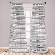 Tribal Curtains 2 Panels Set Aztec American Folkloric Art Borders Tribal South America Culture Window Drapes For Living Room Bedroom 56 W X 63 L Black White Window Drapes Living Room Drapes Ambesonne