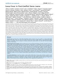 Pdf Lassa Fever In Post Conflict Sierra Leone