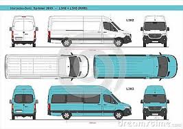 Mercedes Benz Sprinter Van L3h2 And L3h3 Rwd 2018 Detailed Template For Car Branding And Advertising Scale 1 To 10 Benz Sprinter Sprinter Van Mercedes Benz