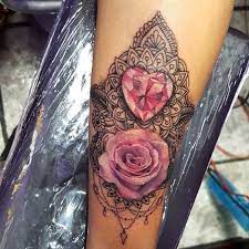 Stone Rose W Lace Jewelry Tattoo Neck Tattoo Tattoos