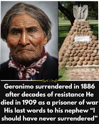 Geronimo, a great leader and warrior who loved his people, and with a small  band of followers he managed to hold off the U.S. Army for almost three  years. He finally surrendered