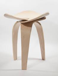 A Sculptural Stool Made Of Three Symmetrical Pieces Of Bent Plywood That Connect Together Into A Jointless Mi In 2020 Furniture Design Modern Chair Design Wooden Stool