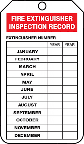 When a fire extinguisher is purchased it must be inspected by a certified inspector. Fire Extinguisher Inspection Record Mini Record Safety Tag Trm101