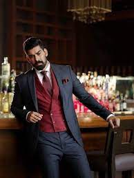 Dark Grey Mens Wedding Suits With Burgundy Vest 3 Pieces Custom Made Groom Terno Masculino Best Man Tuxedos Prom Wear Suits Aliexpress