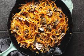 Butternut Squash Noodles With Mushroom Cream Sauce Recipe Butternut Squash Noodle Squash Noodles Recipes Healthy Butternut Squash