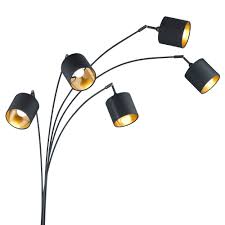 Stehlampe Schwarz Gold Textilschirme Schwenkbar H 200 Cm Tommy