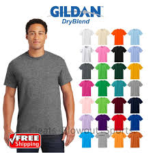 gildan dry blend t shirt blank solid mens short sleeve 50 50 wicking plain 8000