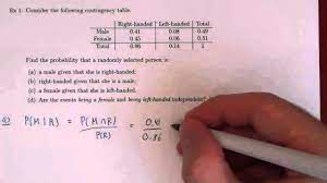 Conditional Probability Example 1 Conditional Probability Probability Contingency Table