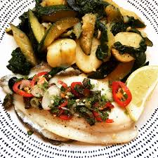 Jamie oliver sea bream and couscous. Lemon Sole With An Olive Sauce Courgettes And Jersey Royals Fortnightly Recipe