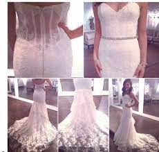 Solutions Bridal Stylist Wearing A Lace Sweetheart Neckline Ken Feldman Vega Pool Bridal Dress For More Wedding Dresses Wedding Dress Couture Bridal Dresses