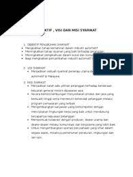 Memberikan pengalaman terbaik bagi pengguna. Objektif Visi N Misi Docx