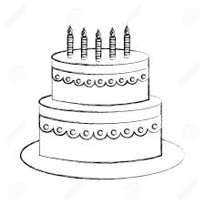 Draw this birthday cake by following this drawing lesson. Sweet Birthday Cake With Candles Decoration Vector Illustration Royalty Free Cliparts Vectors And Stock Illustration Image 114997585