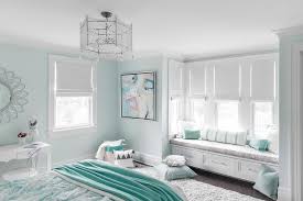 Click any room image or paint swatch to see more about these blue paint colors including similar shades, complementary and recommended trim & accent colors. Aqua And Light Blue Bedroom Colors Transitional Bedroom