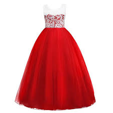 Zah Big Gril Lace Flower Wedding Girl Party Fall Dresses Red 12 13y Material Cotton Polyester Tu Girls Tulle Dress Cute Bridesmaid Dresses Lace Maxi Dress