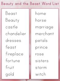 Leaning to alphabetize a list of words is one of the first skills students learn in primary. Beauty And The Beast Vocabulary Words