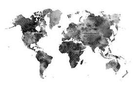 Abstract Black And White Watercolor Painting Abstract Black And White World Map Art Print Watercolor Painting Watercolor Print World Map Art World Map Tattoos Map Art Print