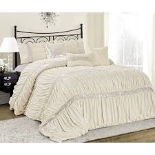 Shop comforter sets at american eagle to find your new favorite bedding styles for college or home. 7 Piece Claraita Chic Ruched Pleated Clearance Bedding Comforter Set Fade Resistant Wrinkle Free No Ironing Necessary Super Soft All Size Queen King Cal Kin Comforter Sets Queen Comforter Sets Ivory Comforter