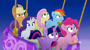 2080506 Applejack Discovery Family Logo Fluttershy Hot Air Balloon Looking Up Mane Six Night Pinkie Pi My Little Pony Mlp My Little Pony Rainbow Dash
