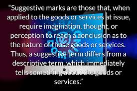 Suggestive Marks Are Those That When Applied To The Goods Or Services At Issue Require Imagination Thought Or Descriptive How To Apply Goods And Services