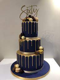 Happy 60th birthday cake gif and video with sound free download. Gold Drip And Navy 60th Birthday Cake Etoile Bakery