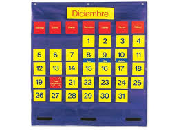 Bilingual Monthly Calendar Pocket Chart