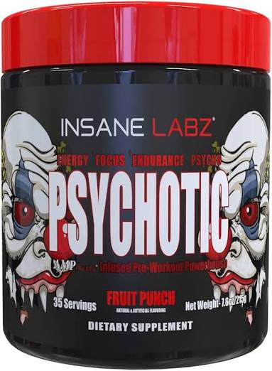 Amazon.com: Insane Labz Psychotic, High Stimulant Pre Workout Powder, Extreme Lasting Energy, Focus and Endurance with Beta Alanine, Creatine Monohydrate DMAE, 35 Srvgs (Fruit Punch) : Health & Household