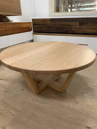 Tassie Oak Cross Round Coffee Table Australian Made Ausfurniture