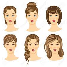 A women's hairstyle where different sections of the hair are cut at different lengths to give the impression of layers. Set Of Cute Girls With Different Hairstyles Vector Illustration Royalty Free Cliparts Vectors And Stock Illustration Image 48804630