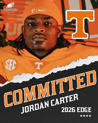 BREAKING: Four-star edge rusher Jordan Carter has committed to Tennessee,  per Rivals' Hayes Fawcett 🔥 The Vols add another signature addition to  their 2026 defensive line class. #tennessee #vols #tennesseevols