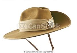 Ausztrál, kalap, melák, hadsereg. Hadsereg, melák, elszigetelt, white.,  ausztrál, kalap. | CanStock
