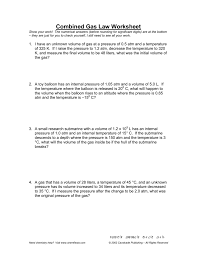 For a given mass of gas the volume of a fixed the pressure of a gas is combines boyle's 5. Combined Gas Law Worksheet