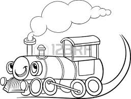 Black And White Cartoon Illustration Of Funny Steam Engine Locomotive Black And White Cartoon Train Drawing Cartoon Illustration