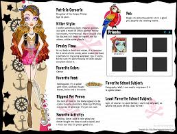 Patricia Corsario Bios Revised Monster High Characters Monster High Art Monster High Custom