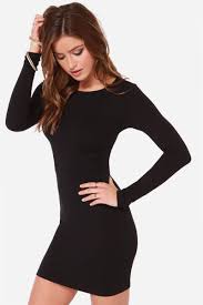 Black Long Sleeve Bodycon Dress Black Long Sleeve Dress Fashion Black Bodycon Dress Long Sleeve