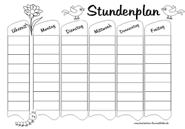 Stundenplan Vorlage Stundenplan Zum Ausmalen 1