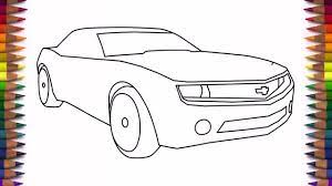 Yellow bumblebee transformer toys car toy for kids 자동차 장난감 변신놀이 yellow bumblebee full transformers: How To Draw A Car Chevrolet Camaro Bumblebee Step By Step Youtube
