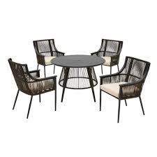 Add to compare compare now. Hampton Bay Bayhurst 5 Piece Black Wicker Outdoor Patio Dining Set With Sunbrella Beige Tan Cushions H006 01574700 The Home Depot