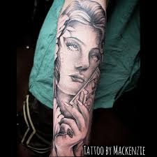 So much fun doing this custom tarot babe #blackandgreytattoo #ink #tattoo  #tarotcardtattoo