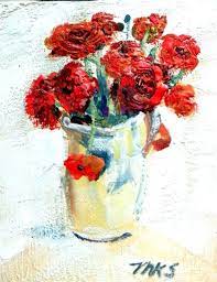 Red Ranunculus Flower In Vase Still Life By Moniquekensarkessian 325 00 Flowers Artwork Art