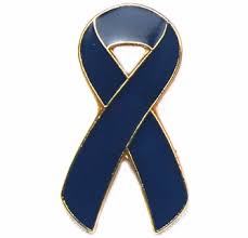 If you see a hybrid dark blue with black, it's likely in support of a. Colon Cancer Awareness Ribbon Pin