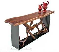 Modern Driftwood Console Table Contemporary Sofa Table Organic Natural Wood Console Table Furniture Design Living Room Rustic Furniture