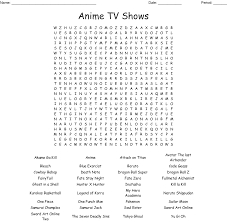 View all puzzles in kids category. Anime Tv Shows Word Search Wordmint