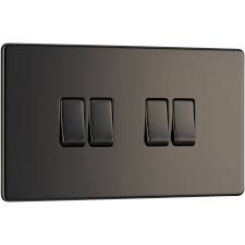 They easily replaces standard devices throughout your home and add the perfect finishing touch. Bg Screwless Flat Plate Black Nickel 10ax Light Switch 4 Gang 2 Way